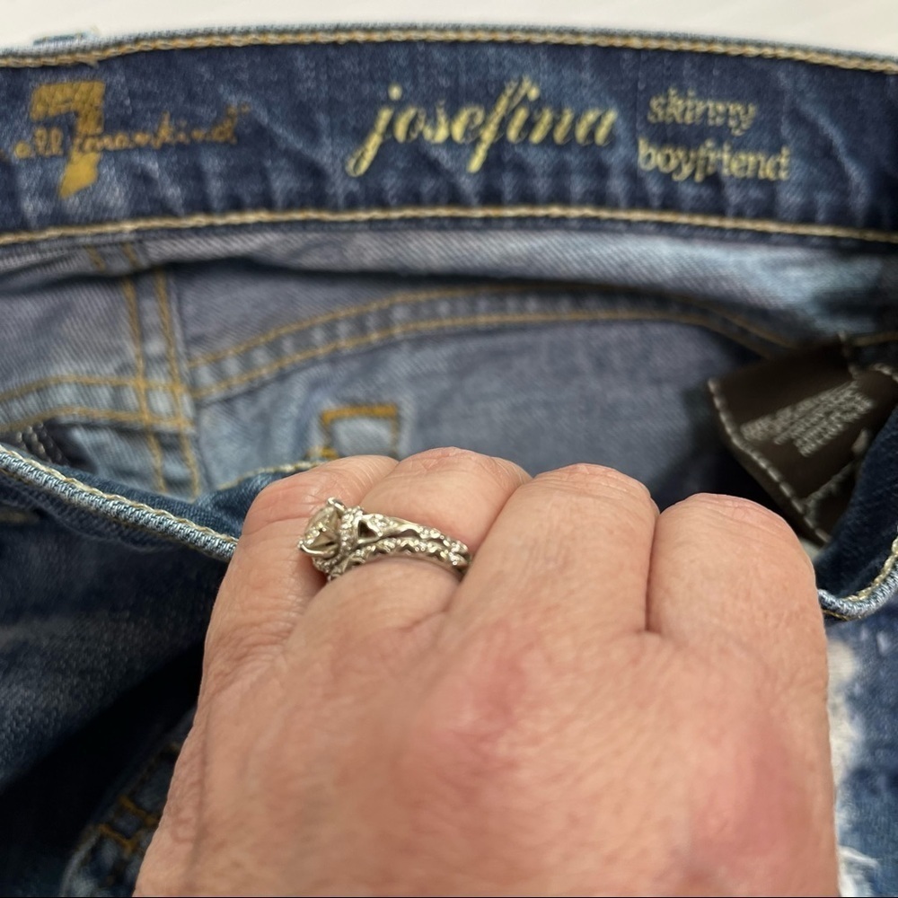 7 For All Mankind Sashiko Josefina Skinny Boyfriend Jeans Distressed 24 (28)* - Picture 7 of 8